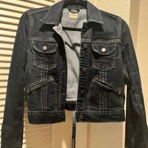 Gap Women Blue 1969 Short Pleat Denim Jacket